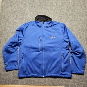 Rivers End Bud Light Softshell Jacket Mens 2XL Blue Fleece Lined Full Zip 9250